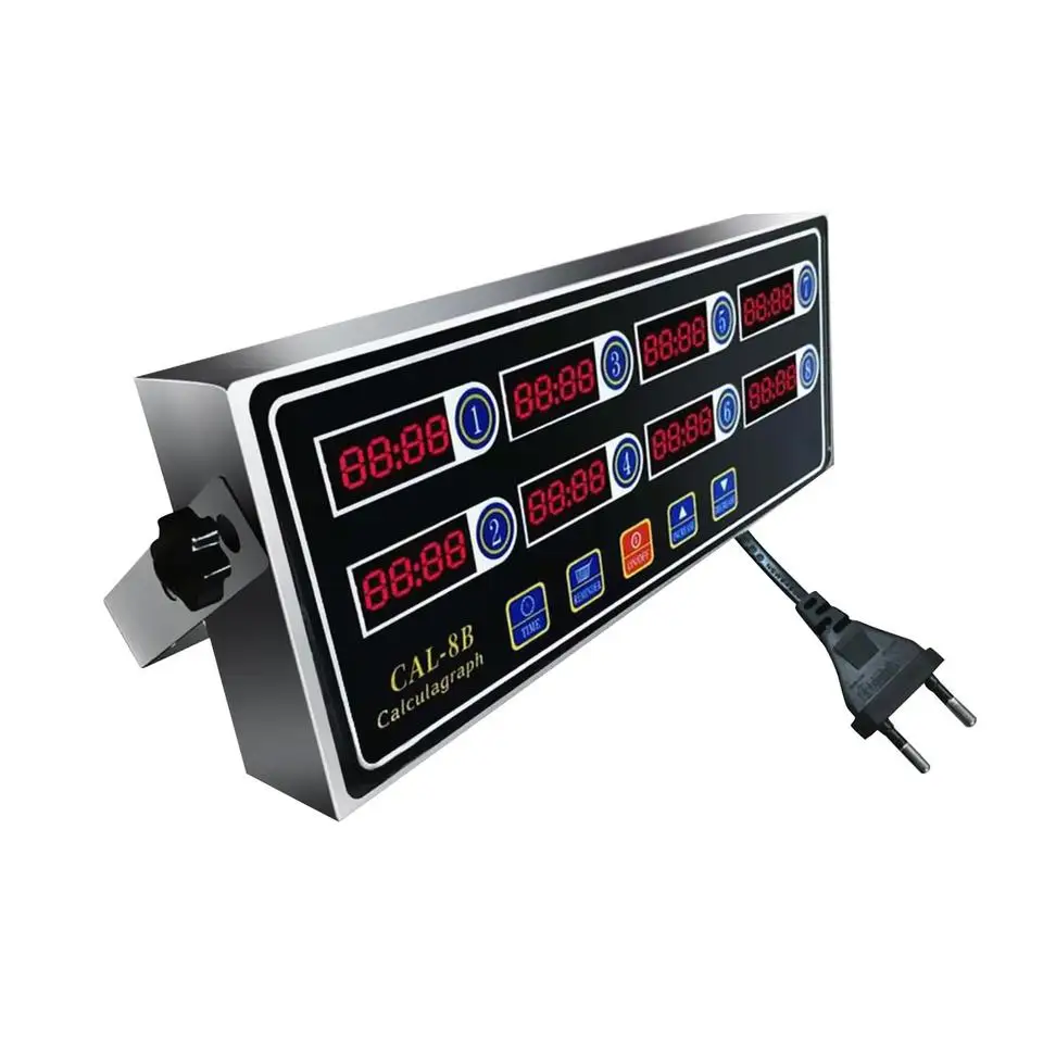 Commercial 8-channel digital kitchen timer Metal electronic dining room and alarm-powered home cooking timer