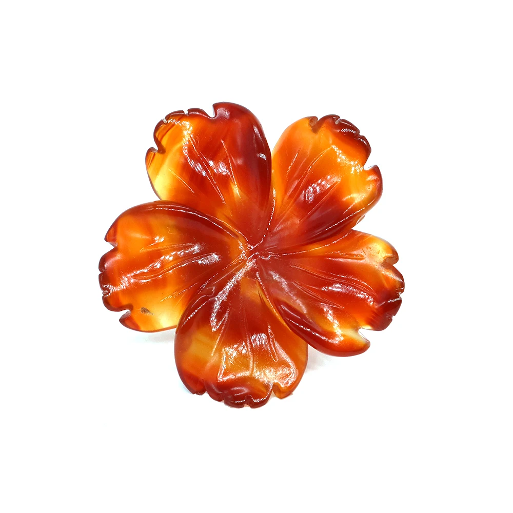 Natural Stone Agate Carved Peach Blossom Statue Flower Crafts Healing Crystal Ornaments For Jewelry Making Necklace Pendant Gift