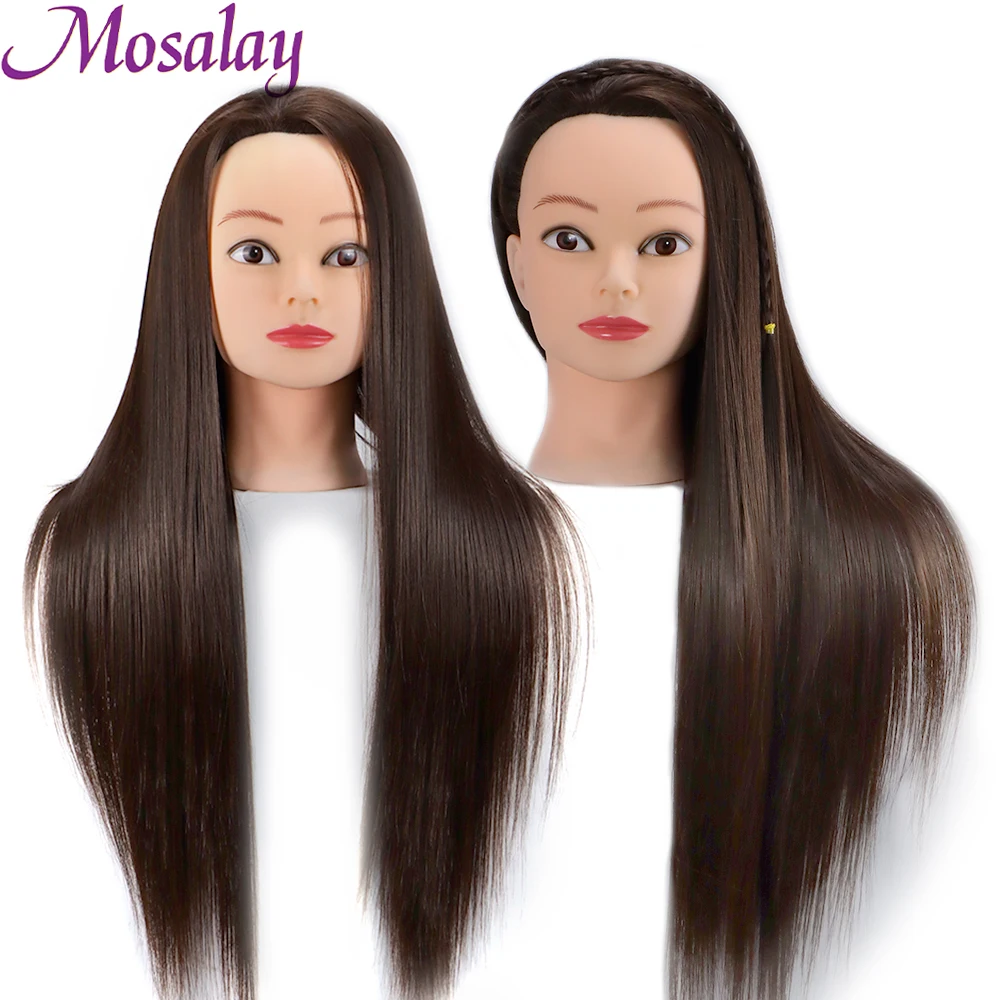 Professional Cosmetology Training Doll Head 100% Synthetic Hair  For Hairdressers Braiding Dyeing Salon  Hairstyle Styling