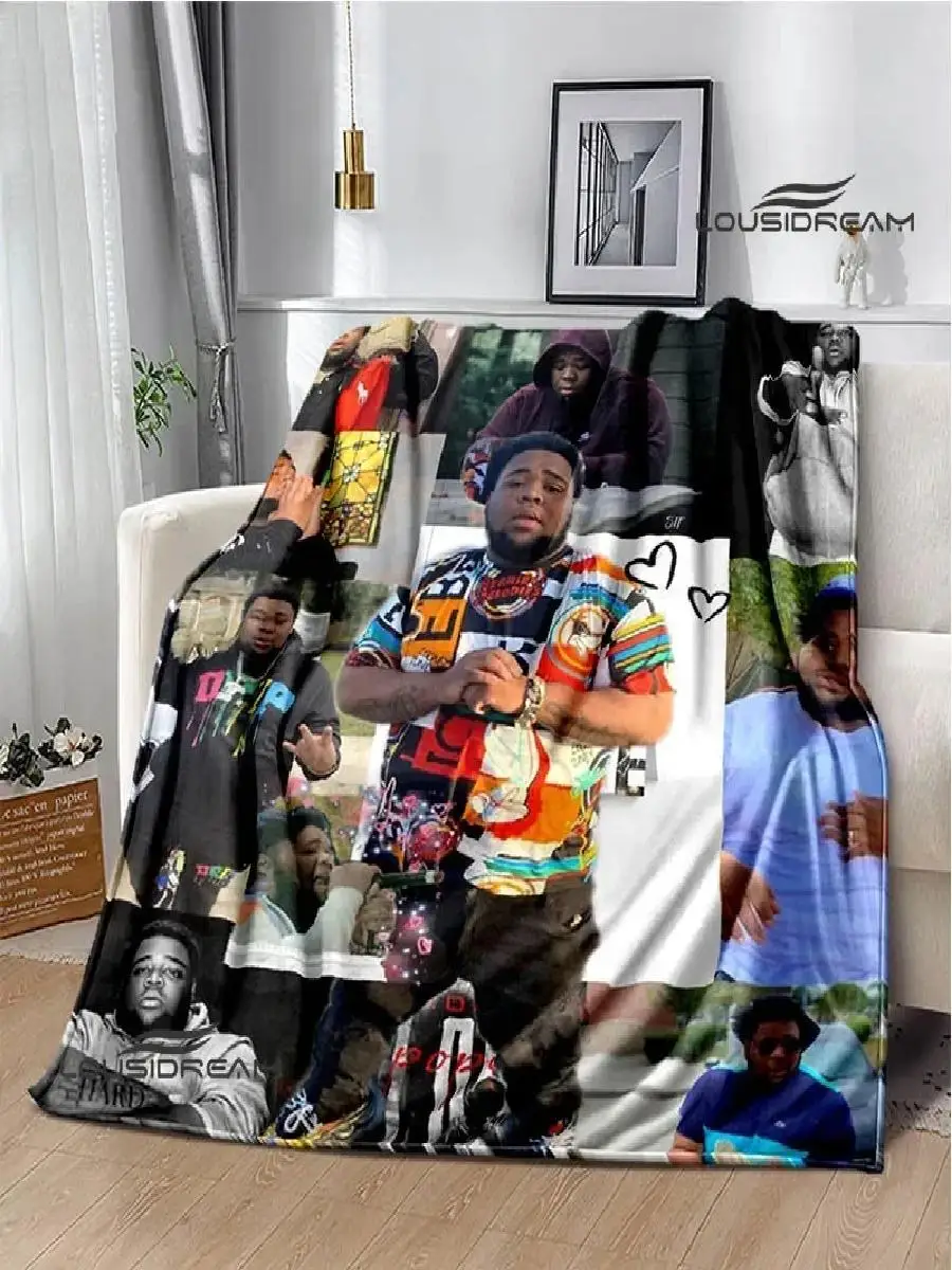 Rapper Rod Wave Print Throw Blanket Soft Warm Flannel Perfect for Home Travel Bed Linens Birthday Gift