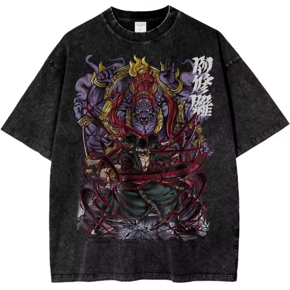 

Anime Luffy ONE PIECE Harajuku Washed T-shirt Retro Cotton Men's Hip-hop Streetwear Oversized Women's Short Sleeves Unisex Y2k