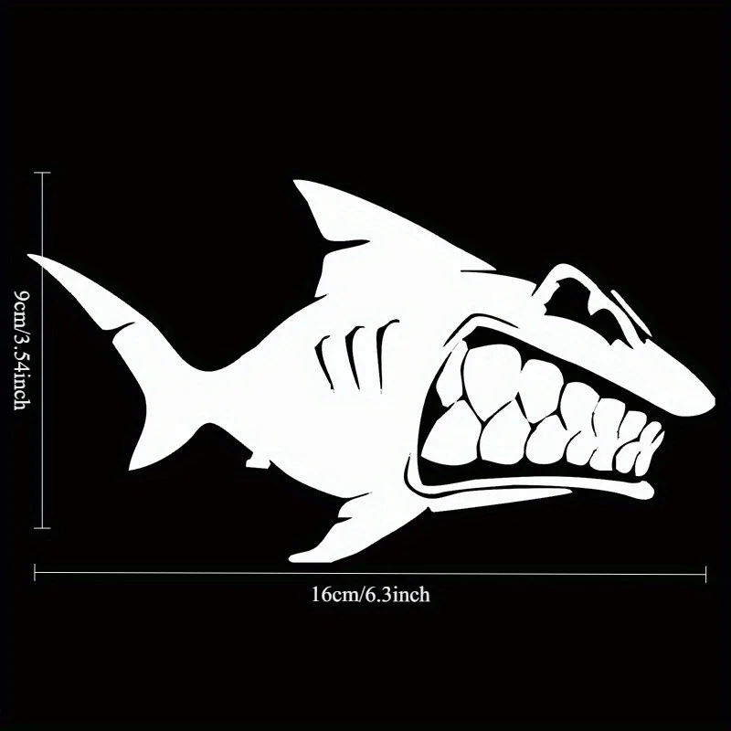 2D Flat Flat Motorcycle Helmet Sticker Cross-Border Foreign Trade Car Sticker Wholesale Shark Teeth Animal Car Window Rear Glass view 5