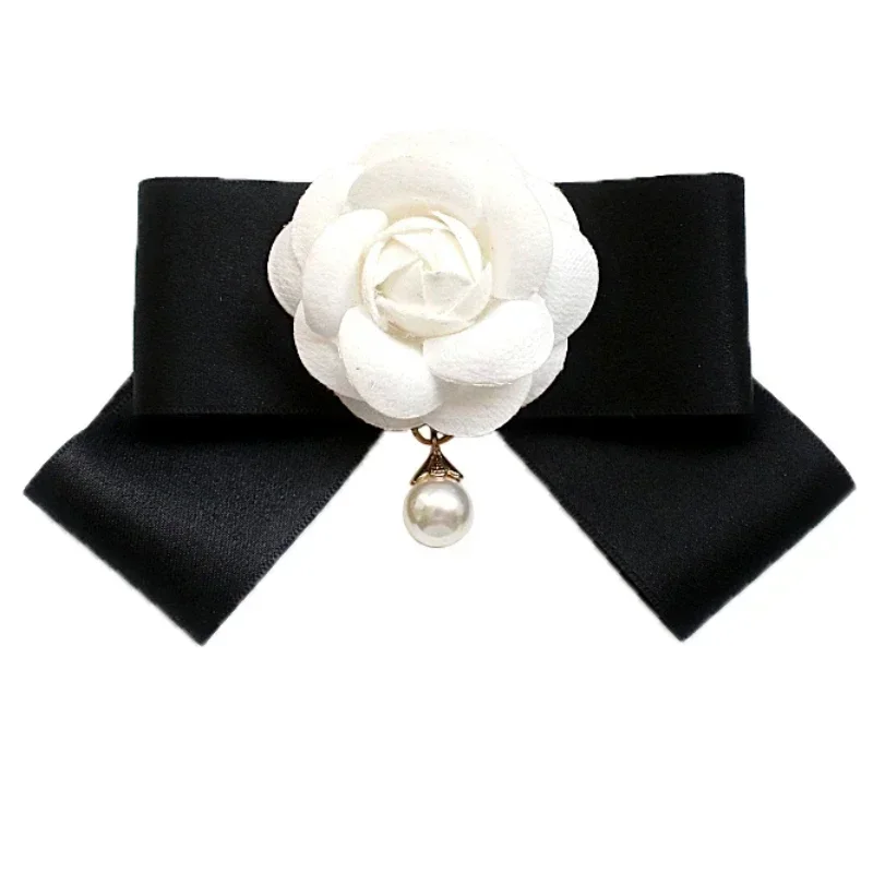 Retro Camellia Bow Brooch Korean Version College Style Women's Suit Shirt Skirt Fashion Versatile Collar Pin Brooch Accessories