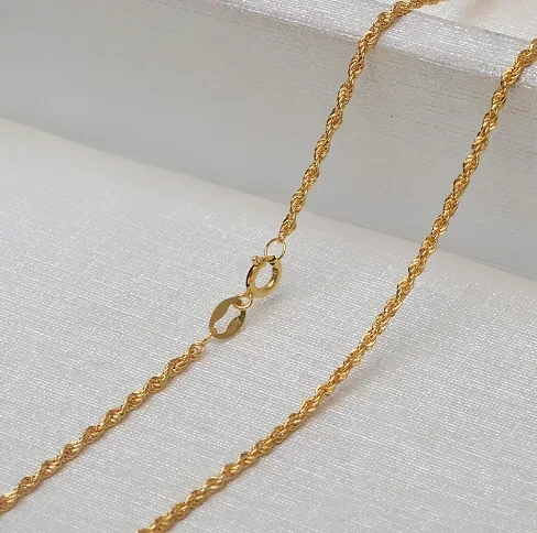 Collares de oro de 18k para mujer, cadena de cuerda de sello au750, joyería fina de oro