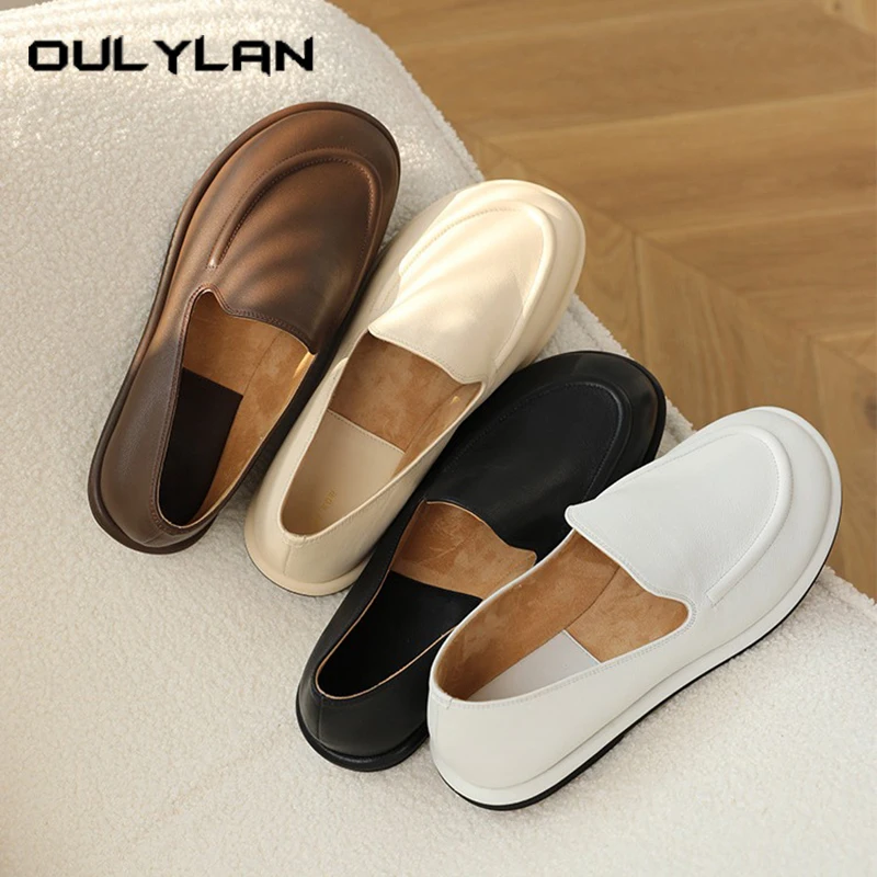 

2024, весенняя женская обувь, повседневная удобная женская обувь, лоферы, туфли на плоской подошве, осенние женские модные туфли без шнуровки на плоской подошве с круглым носком