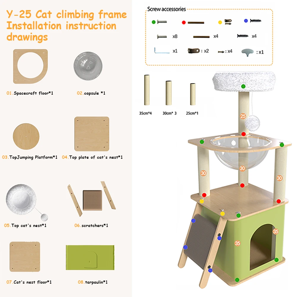 Marco de escalada para gatos con plataforma de salto de felpa, bola colgante, torres para gatos multicapa, torre de árbol para gatos de interior, adultos grandes