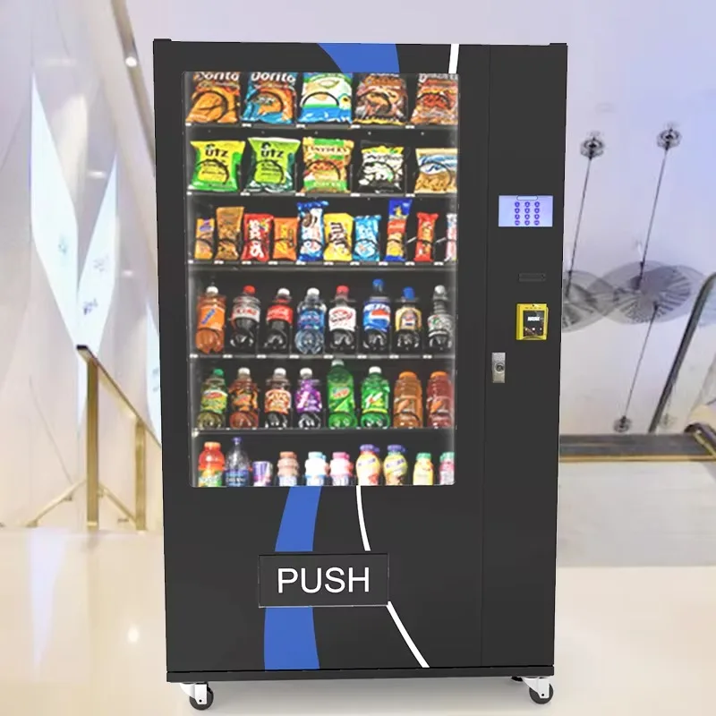 Refrigerated Snack Drink Vending Device Built In Coin Cash Credit Card QR Code Scanning Multiple Payment Management System