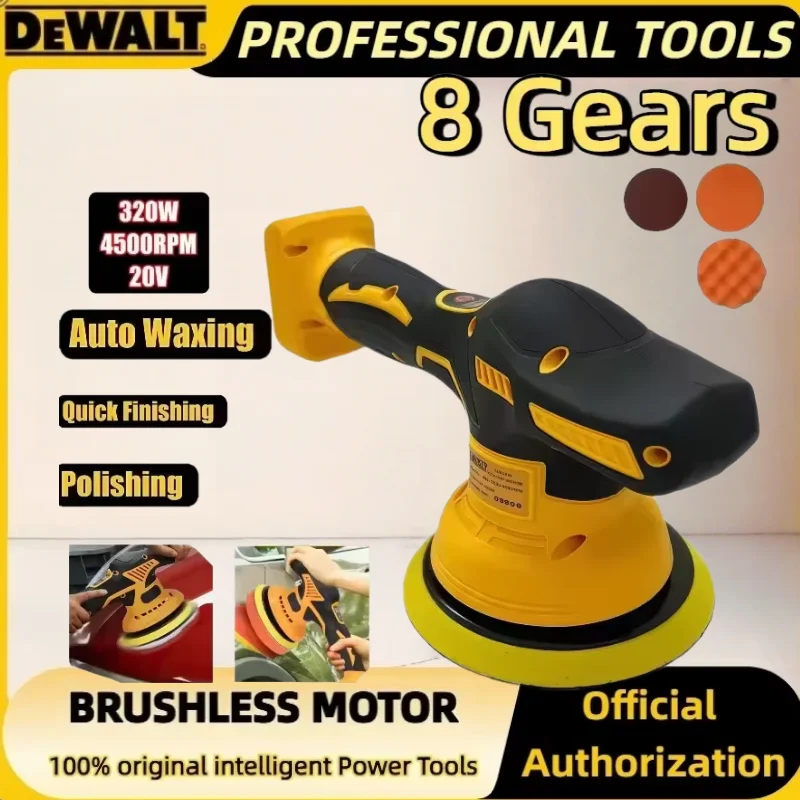 Dewalt 8 Gears Digital Display Electric Cordless Car Buffer Polisher, Auto Detailing Wax Polishing Machine For 18V 20V Battery
