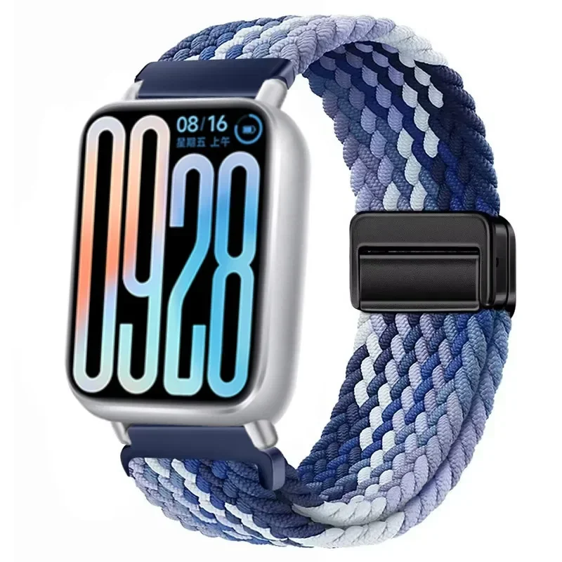 Nylon Loop Strap for Xiaomi Band 9 Pro/8 Pro Braided Magnetic Button Breathable watchband for Redmi Watch 5/4 Accessories Belt