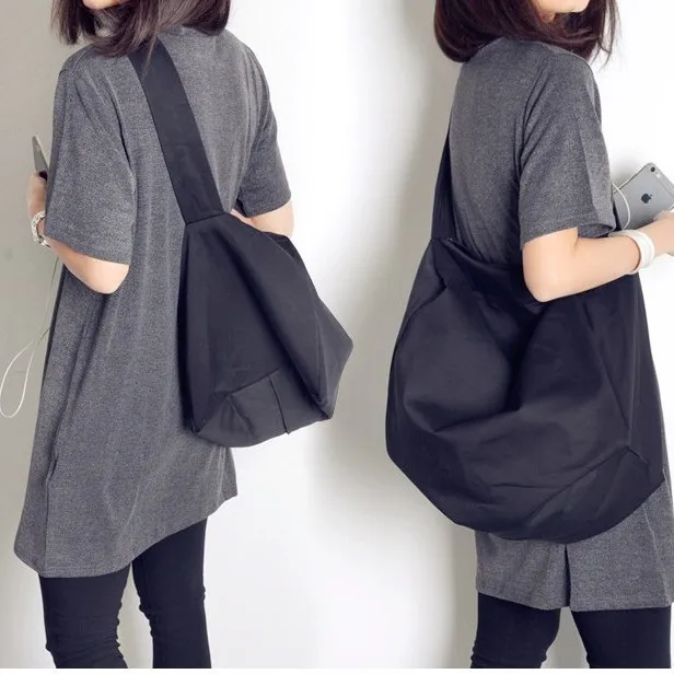 Крутая 3D холщовая сумка унисекс - черная простая стильная большая вместимость для спортивных путешествий через плечо