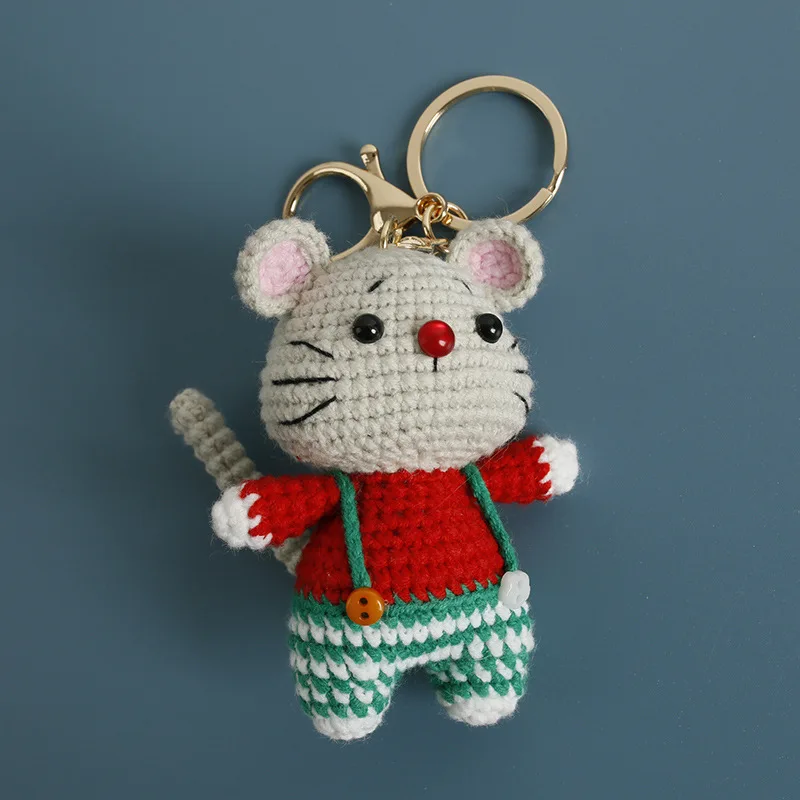 Gehäkelter Tier-Schlüsselanhänger, niedlicher handgewebter Anhänger, kreativer Mini-Stricktier-Schlüsselanhänger, Geschenk für Freunde – Detail 5