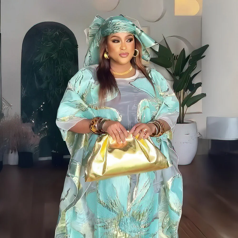 New Style Turkey Dresses for Women Luxury Elegant 2025 Two-Piece Set African Woman Boubou Wear a Headscarf Africa Clothing