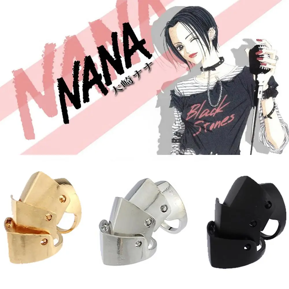 Anime Oosaki Nana Same Rings Earring Set Punk Gothic Rock Scroll Joint Armor Knuckle Finger Rings Metal Cosplay Jewelry Gifts