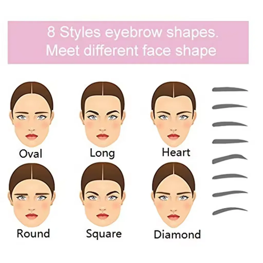 Pochoir à sourcils réutilisable 8 en 1, modèle de tampon pour maquillage de beauté, ensemble de formes de sourcils, outils et ac