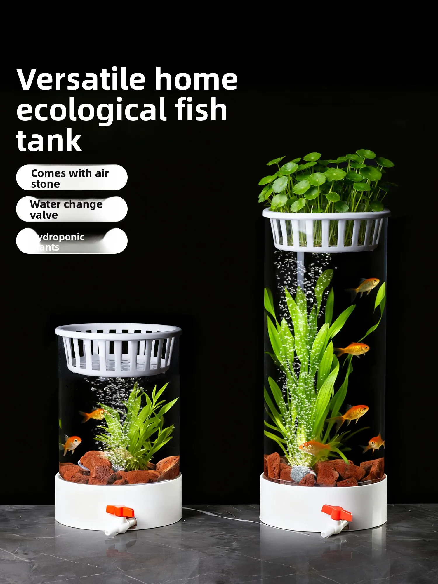 

Экологичный стеклянный аквариум-цилиндр для дома: универсальный, в минималистичном стиле, для водных растений и золотых рыбок, декор для дома