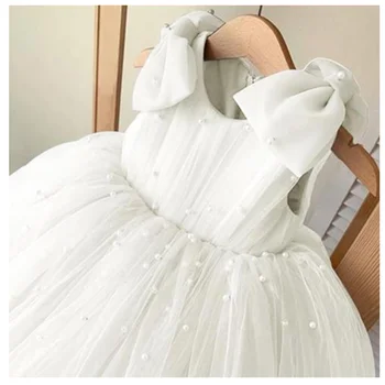 Red Flower Girl Dress with Long Train for Wedding Princess Pageant Holy Communion Birthday Princess Guest Evening Gown