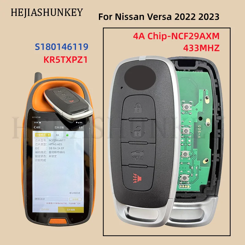 

S180146119 KR5TXPZ1 285E3-6LY1A 433MHz 4A Chip 4 Button Smart Remote Key Fob For Nissan Versa Sentra 2022-2024
