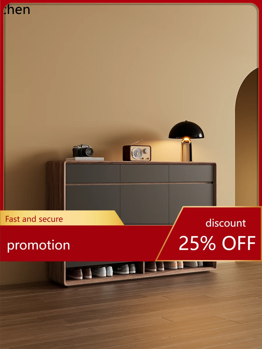 ZML shoe cabinet, modern simple solid wood storage locker at home door, large-capacity integrated cabinet