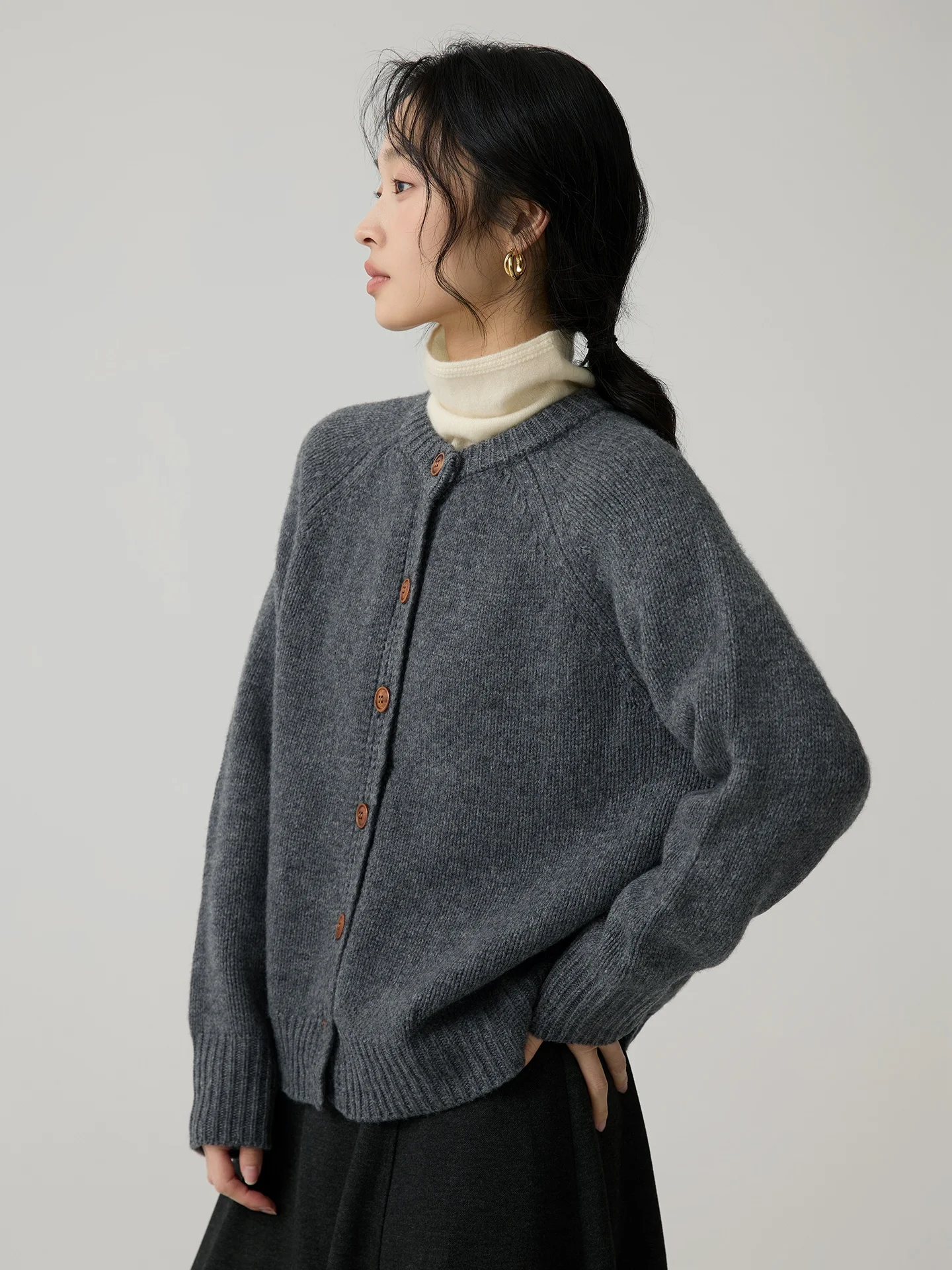 

Spring Woolen Knitted Cardigan Women's Outerwear Casual Sle Long Sve Regular Fit Pure E-commerce S Single Button