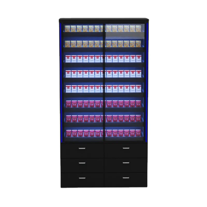 custom.Australia Supermarket Smokeless LED Light Display Cabinet Cigarettes and Attractive Shop Showcase