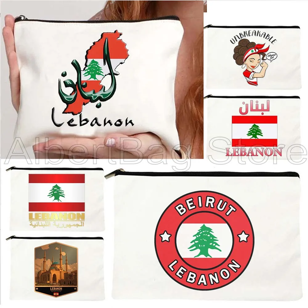 

Бейрут Ливанский флаг Карта Леванская девушка Холст Косметичка Макияж Туалетная сумка Пенал Чехол для ключей Кошелек для монет Хлопковая сумка