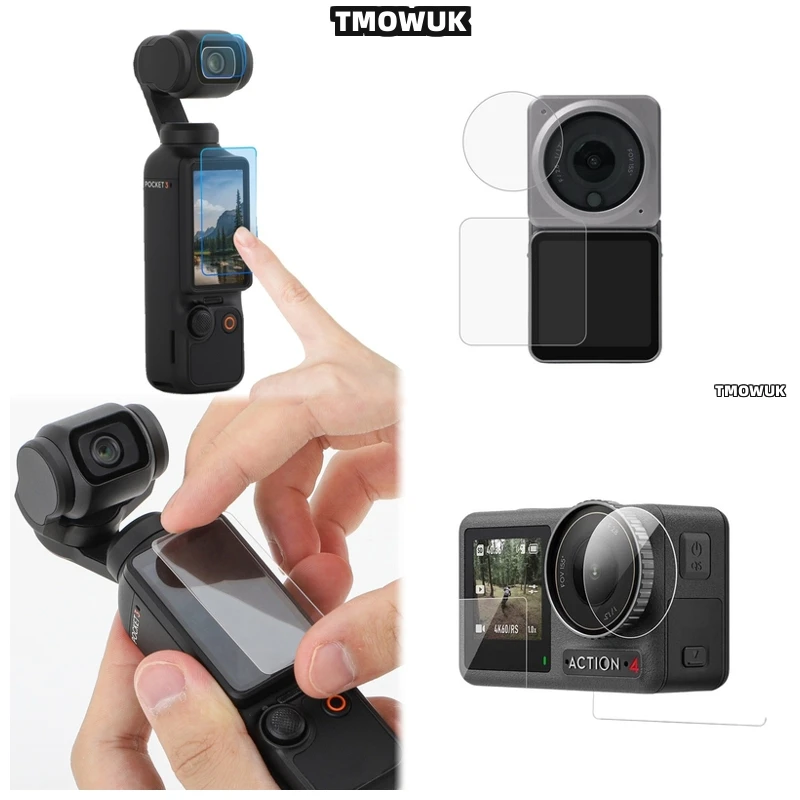 

For DJI Pocket 1 2 Osmo Pocket 3 Action 2 4 Pro - Ultra HD Tempered Glass Screen Protector & Lens Protector Guard Cap Accessorie