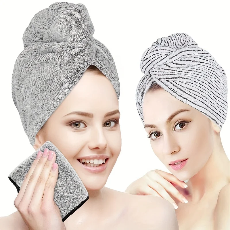 

Microfiber Hair Towel With Button, Soft Hair Drying , Simple Hair Towel For Bathroom, Absorbent Quick Drying Hair Wrap Towel, An