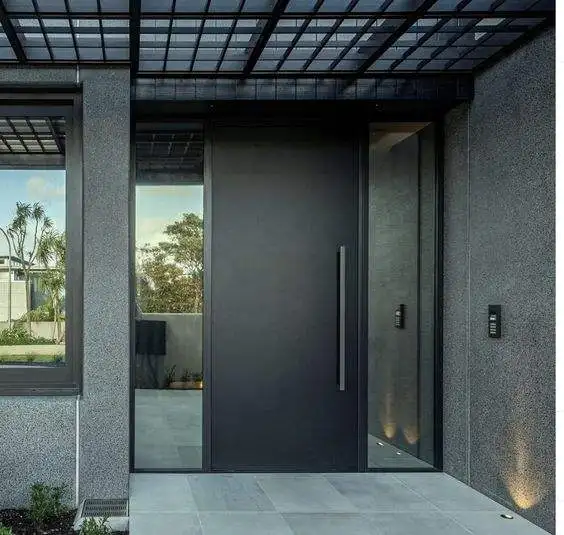 Best Selling Villa Aluminum Alloy Entrance Door with Side Lit Window Hinged Doors Durable Finished Residential Security Doors