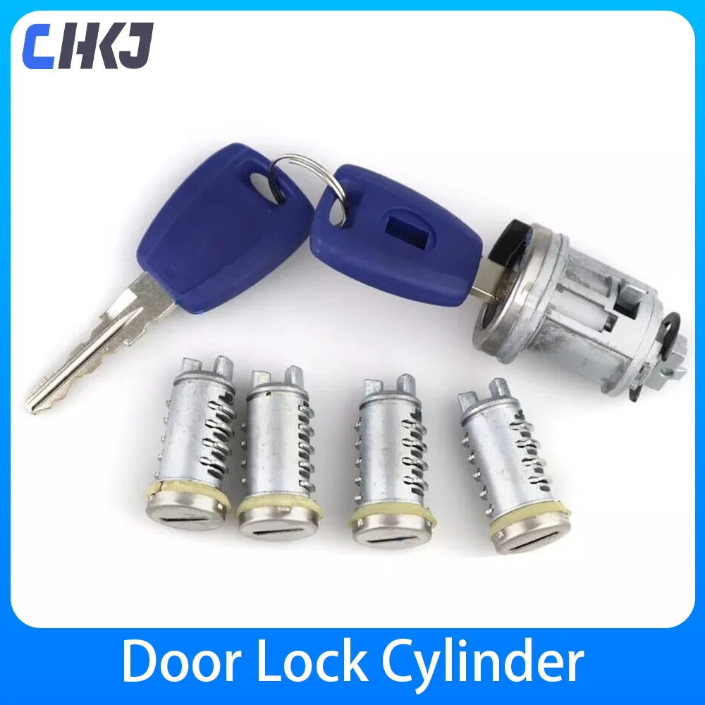 

CHKJ Car Door Ignition Trunk Locks For Fiat Cylinder Complete Set Barrel with GT15R Blade 2 Keys Zinc Alloy Replacement Set