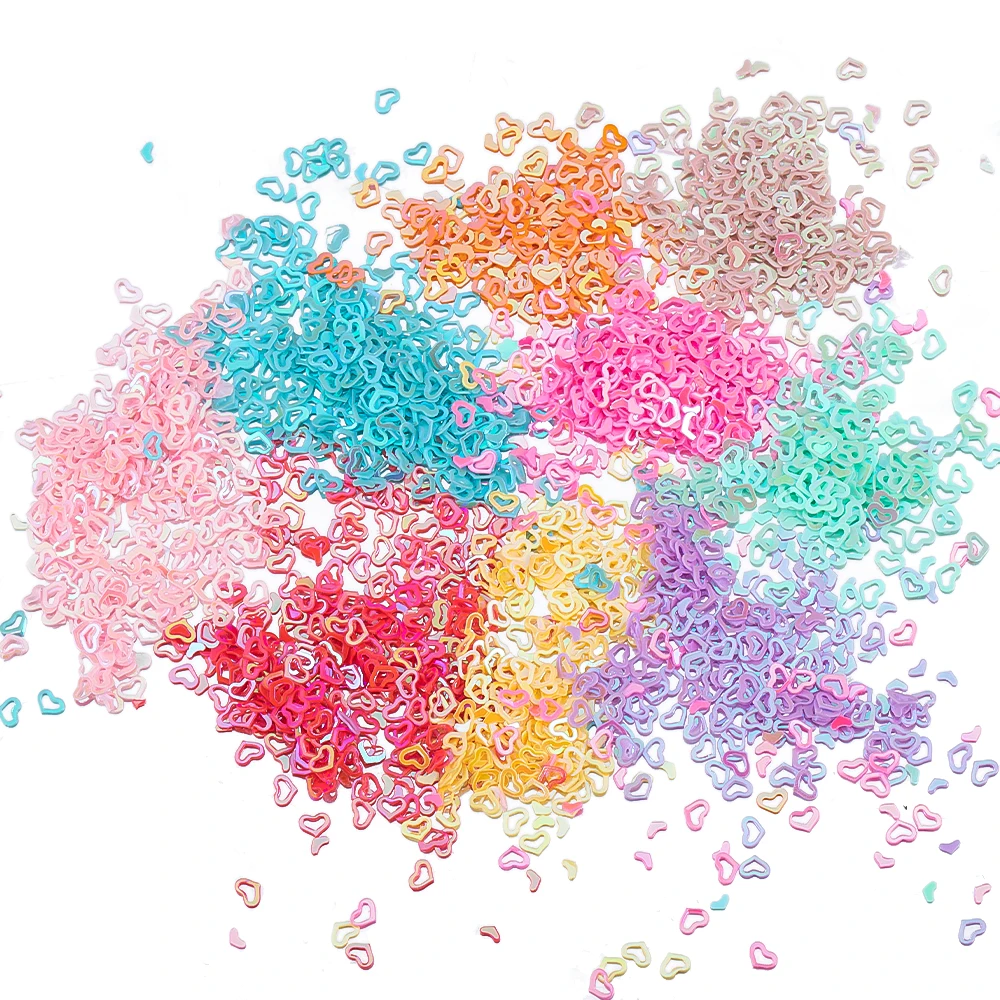 22g/bag of Mixed Heart Shape PVC Bulk Sequins 4mm Glitter Confetti Nail Art Decoration Sequins DIY Sewing Accessories Wholesale