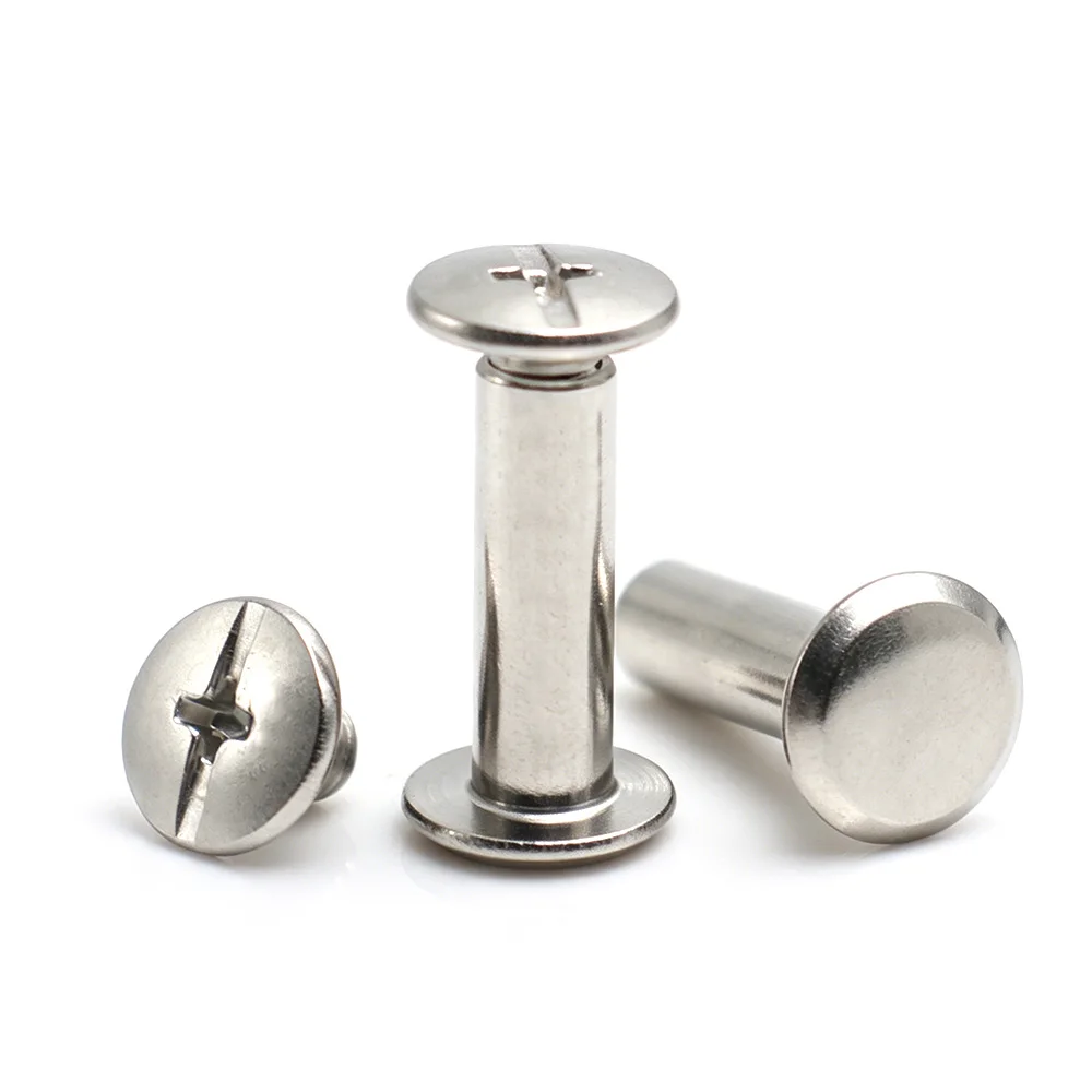 2-20pcs Cross Lock Chicago Screws 304 Stainless Steel Male Female Rivets Book Album Menu Binding Fasteners M3 M4 M5 M6