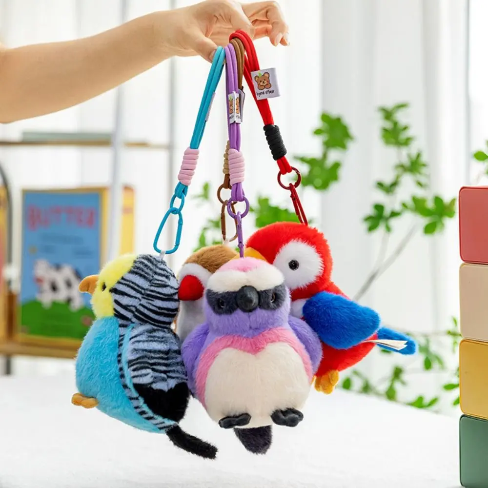 

Cute Animal Bird Plush Keychain Simulation Realistic Bird Doll Pendant Sparrow Colorful Furry Birds Keyrings Birthday Gift
