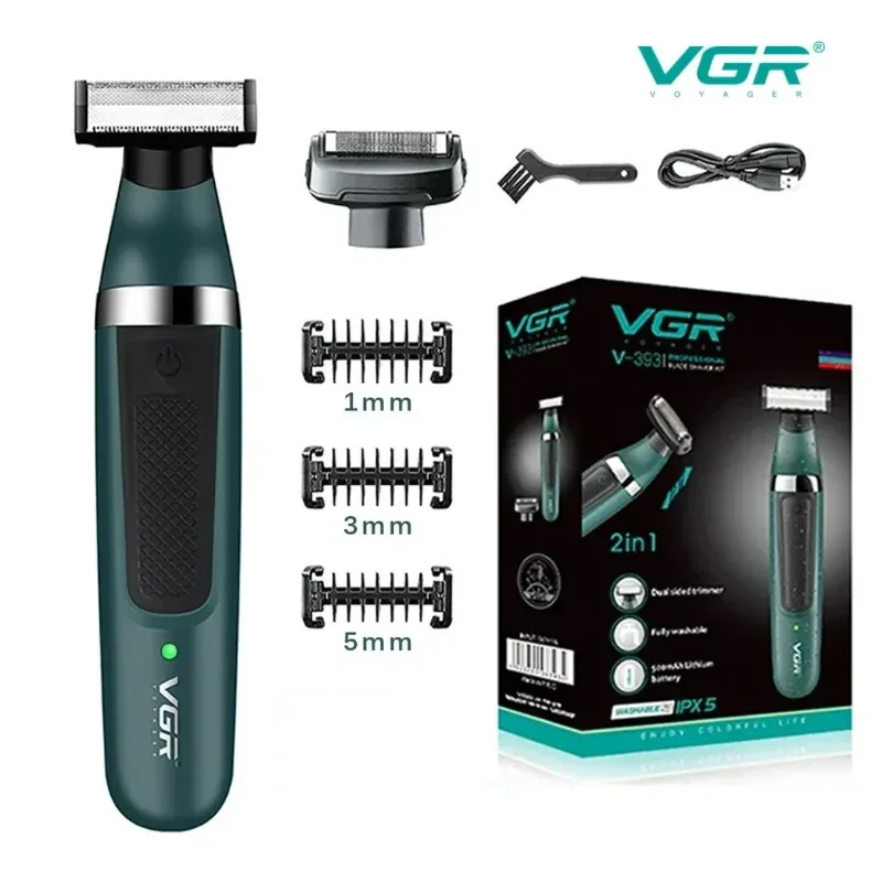 vgr-v393-ヘアトリマー充電式かみそり防水ひげトリマー体毛シェービングマシンハゲ頭カミソリ男性用-v-393