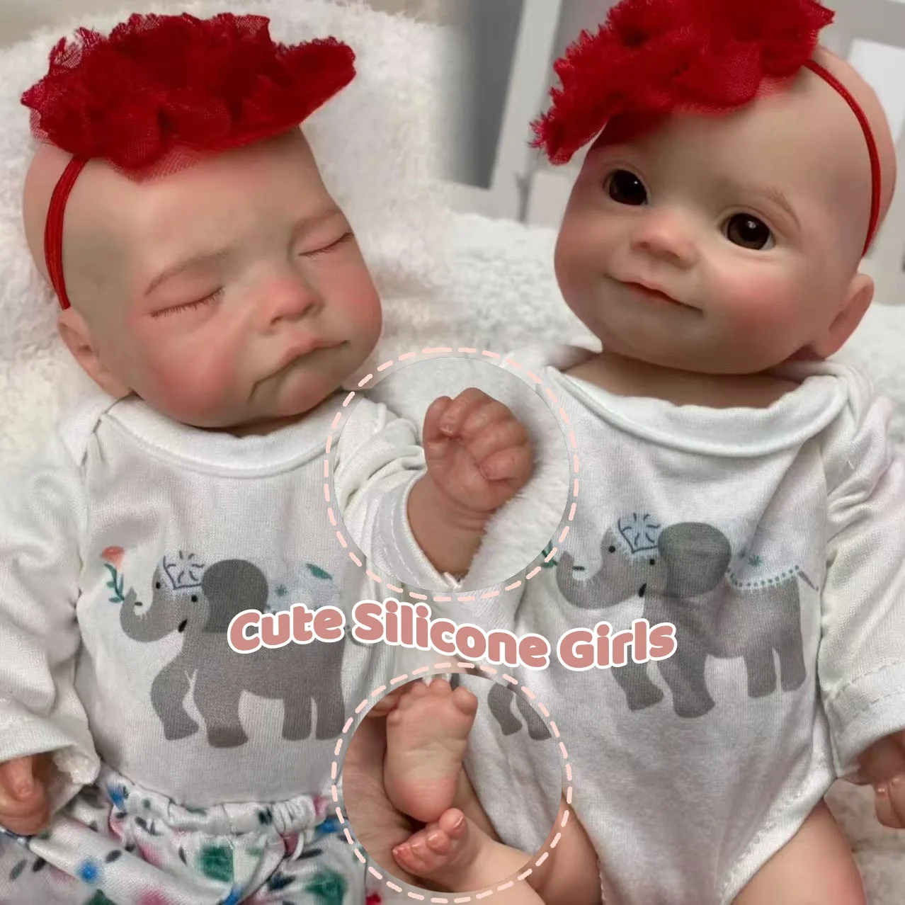 

10 дюймов/25 см с открытым ртом, 2 стиля моющегося твердого силикона Bebe Reborn Girls, 3D окрашенная кожа, мягкая на ощупь кукла для новорожденных, лучший подарок