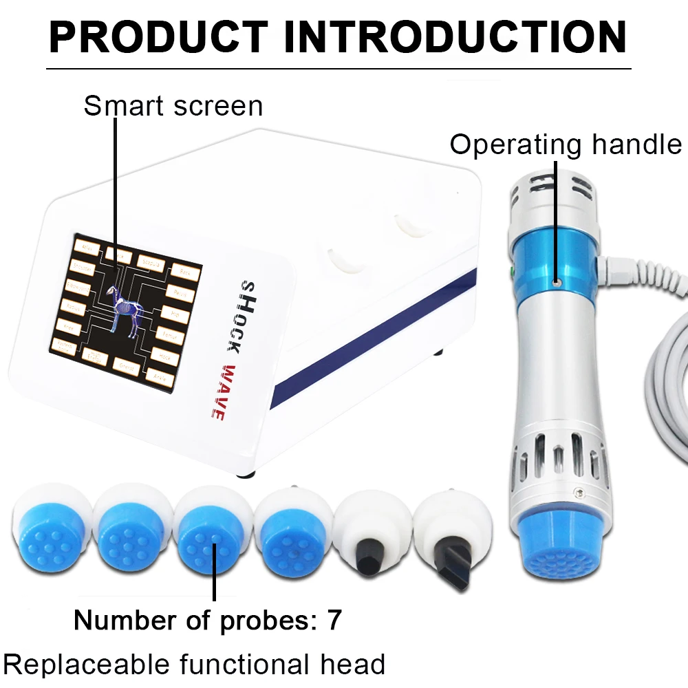 300MJ Shockwave Therapy Machine With 7 Head For Horse Body Massager Pain Removal Horse Animals Veterinary Shock Wave Device