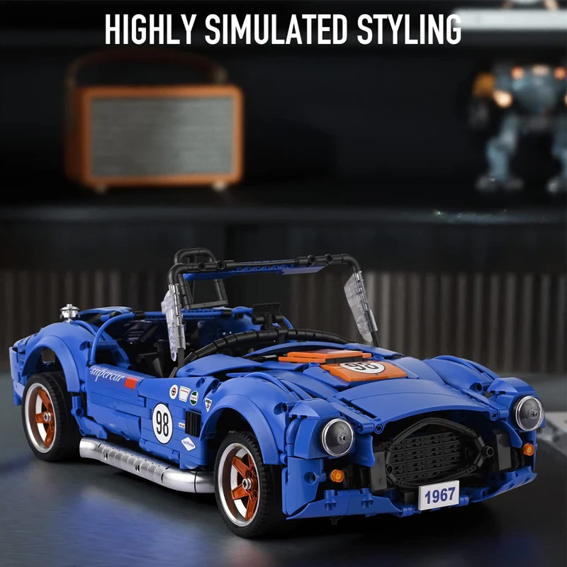 1816PCS Technical Retro Sport Car Shelbyed Cobra 427 Building Blocks Super Snake MOC Assemble Bricks Toys Gifts For Adult Friend