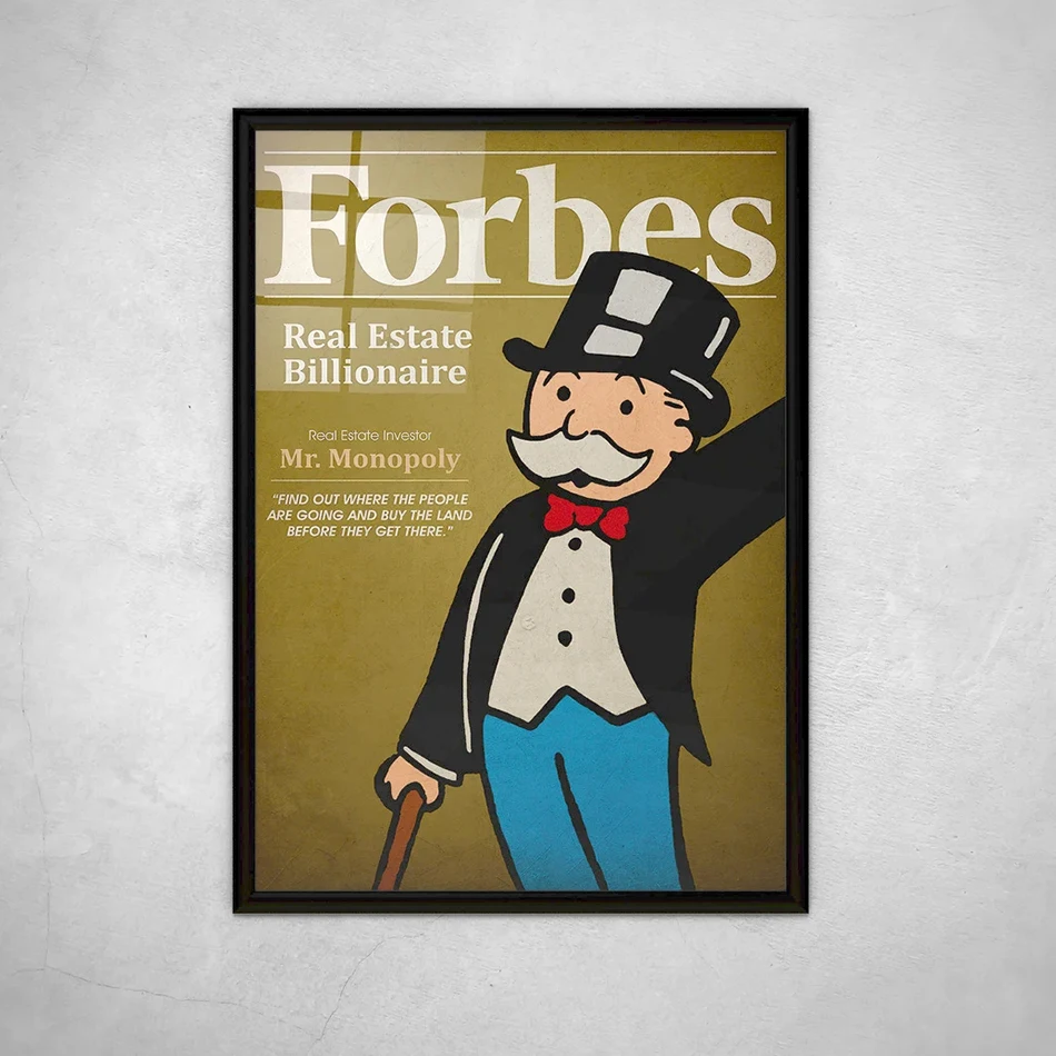 Forbes Mr Monopoly Graffiti Painting Motivational Canvas Print Wall Art Nordic Home Office Room Decor Gife Poster Prints for Liv