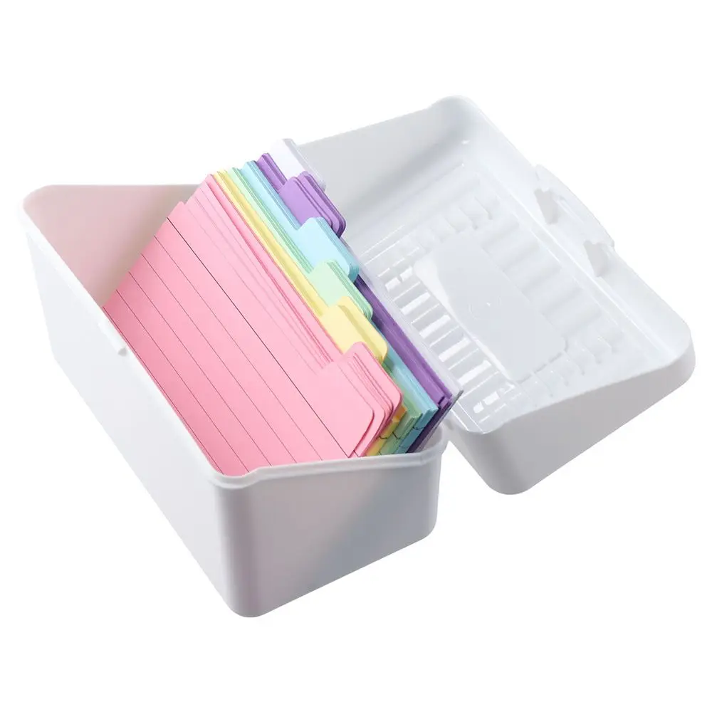 150PCS Tabbed Index Cards Flash Card Dividers Cards with Storage Box and 8PCS Rings for Office Business Desk Organizers