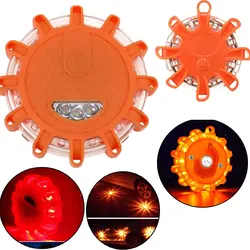 8/12Led Flares Emergency Lights Roadside Safety Beacon Disc Flashing Warning Flare Kit With Magnetic Roadside Warning Flasher