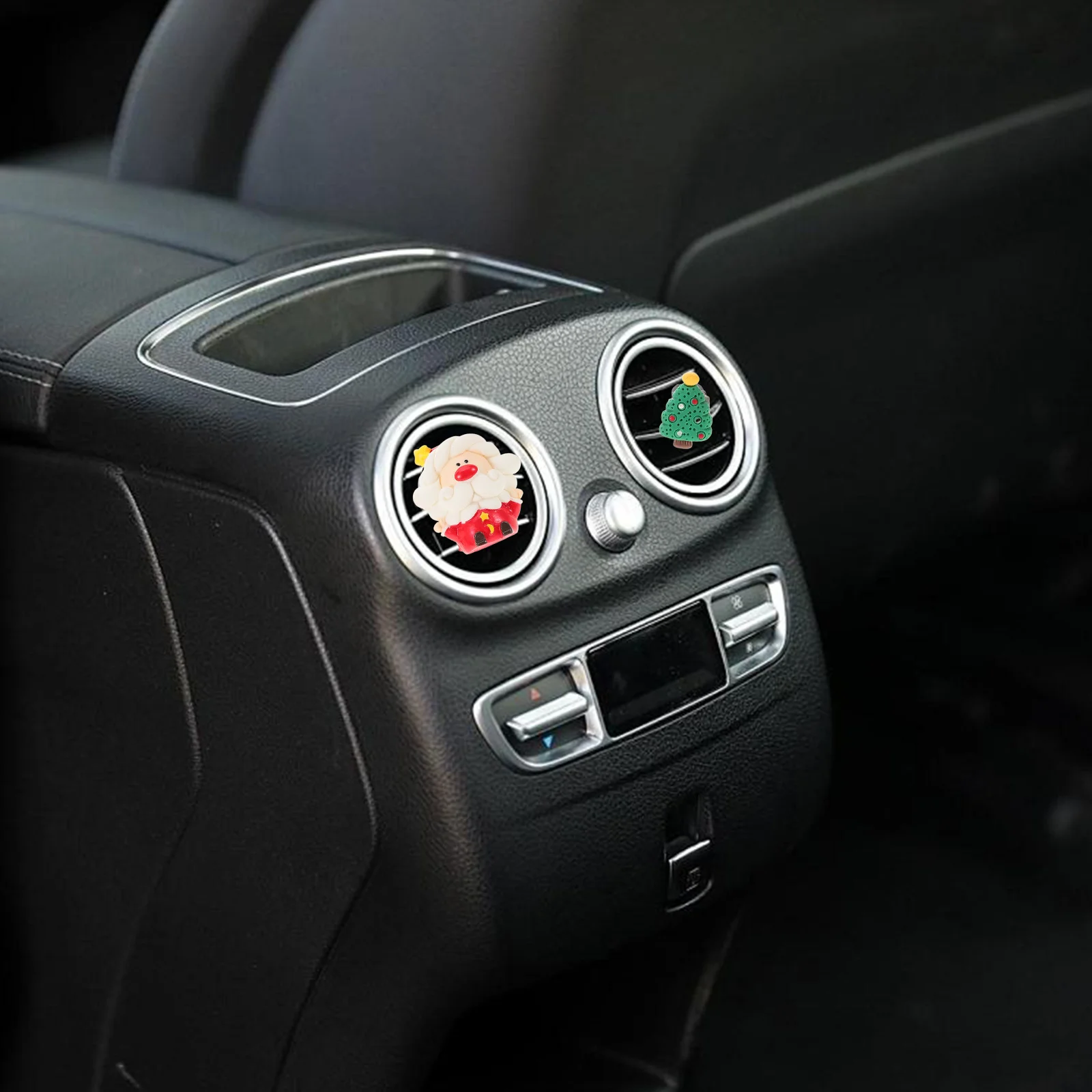 

4Pcs Car Air Freshener Vent Clip Christmas Design Long-Lasting Fragrance for Vehicle Interior Metal Resin Material Easy Install