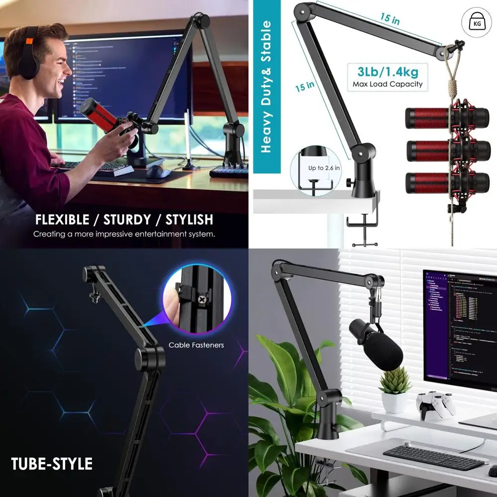 

Универсальная подставка для микрофонной штанги для SM7B, MV7, Blue Yeti, Audio-Technica, HyperX QuadCast и аналогичных микрофонов