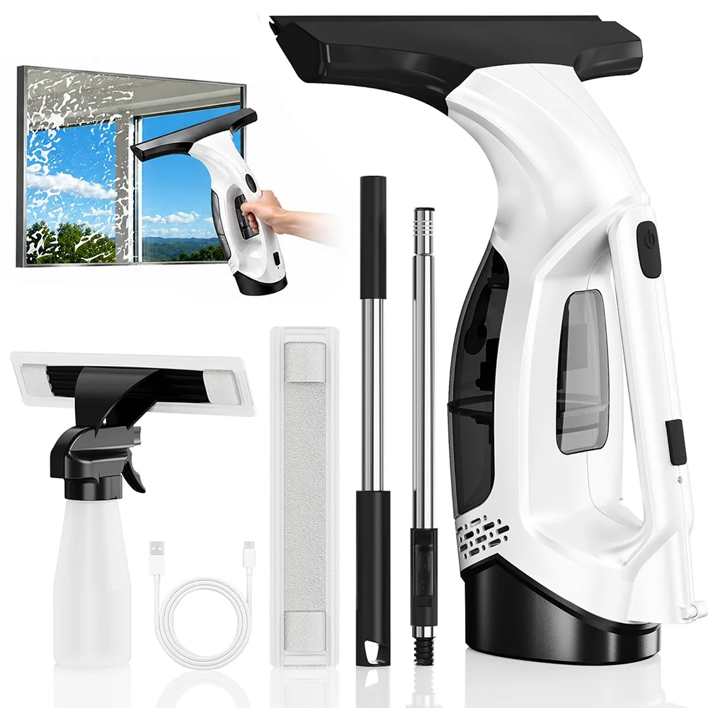 Electric Window Cleaner Squeegee Window Vacuum Squeegee Cordless 2000Pa Suction  150ml Tank for Shower Glass Mirrors Car Windows