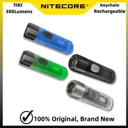 NITECORE TIKI Mini Flashlight 300 Lumens Auxiliary UV LED Light Built-in battery Keychain Light