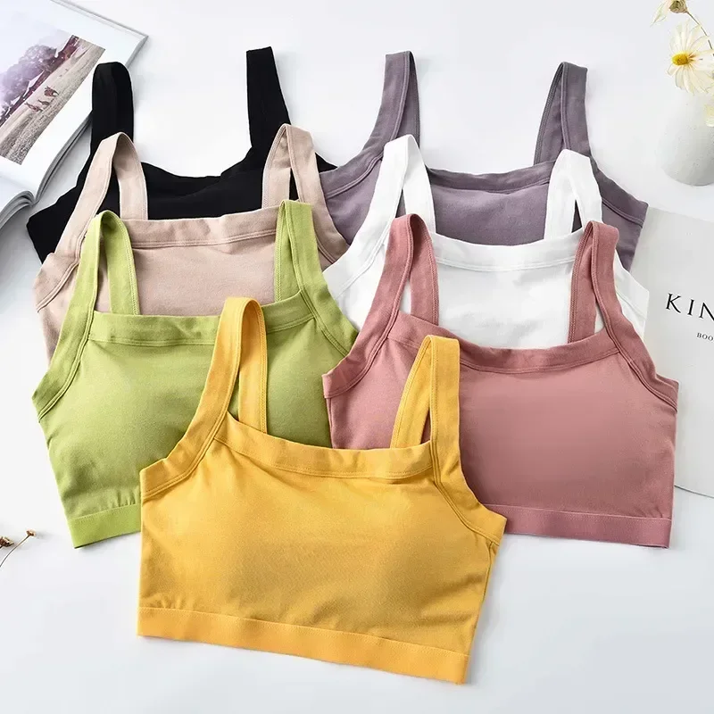 S Bralette Back Beauty French Shockproof Top Color Padded Up Women Female Underwear Sexy For Cotton Sports Push