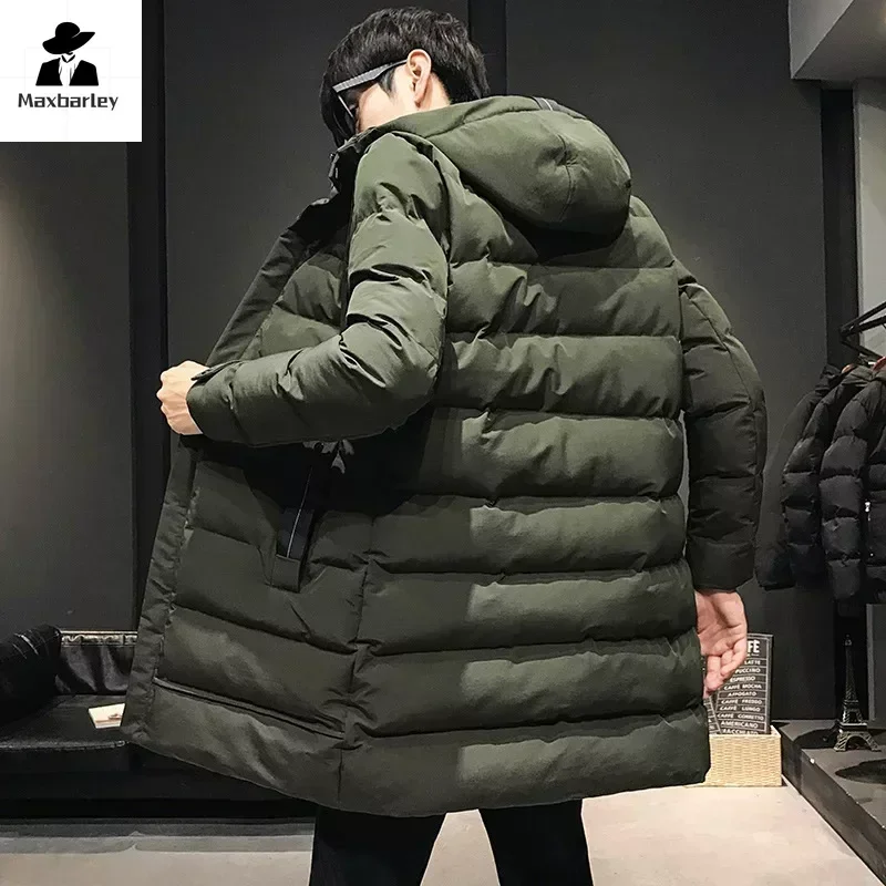 

2025 Men's Plus Size Parka Coat Long Winter Design with Hooded Casual Style High Quality Green Insulated Down Jacket