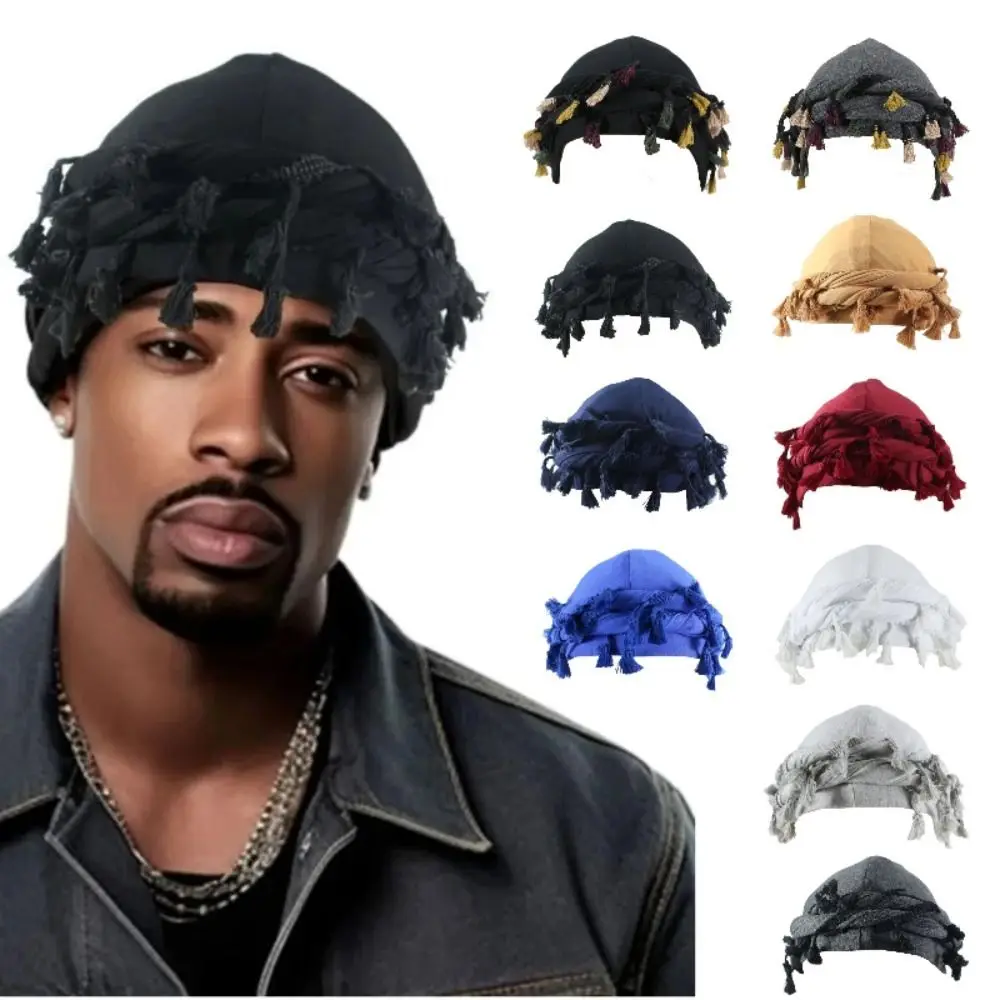 

Hair Protection Tassel Punk Bandana Hat Fringe Burr Trim Men Braid Hat Turban Hats Beanie Cap Twisted Tail Hat Hiking