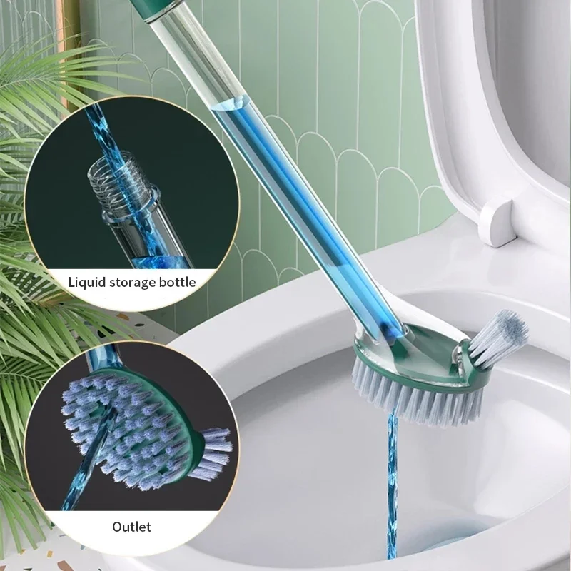 Toilet Brush Household Wall Hanging WC Accessories Silicone Bristle Brush Bathroom Cleaning Tool Filled Detergent Spray Artifact