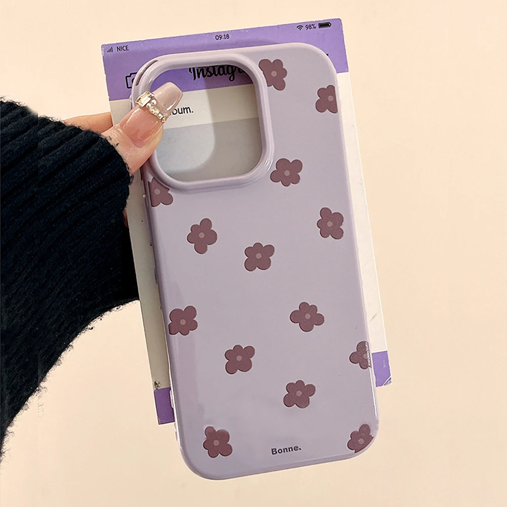 

Cute Flowers Lovely Floral Matte Case for IPhone 13 14 16 15 Pro Max Shockproof Protective Cover for Iphone 17 Pro Max Case