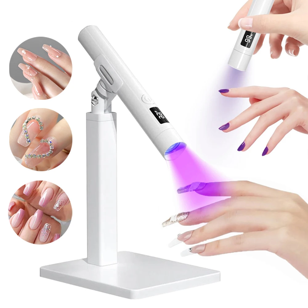 Mini lámpara UV LED para uñas, secador de uñas portátil para manicura, soporte, luz ultravioleta profesional para secado de uñas