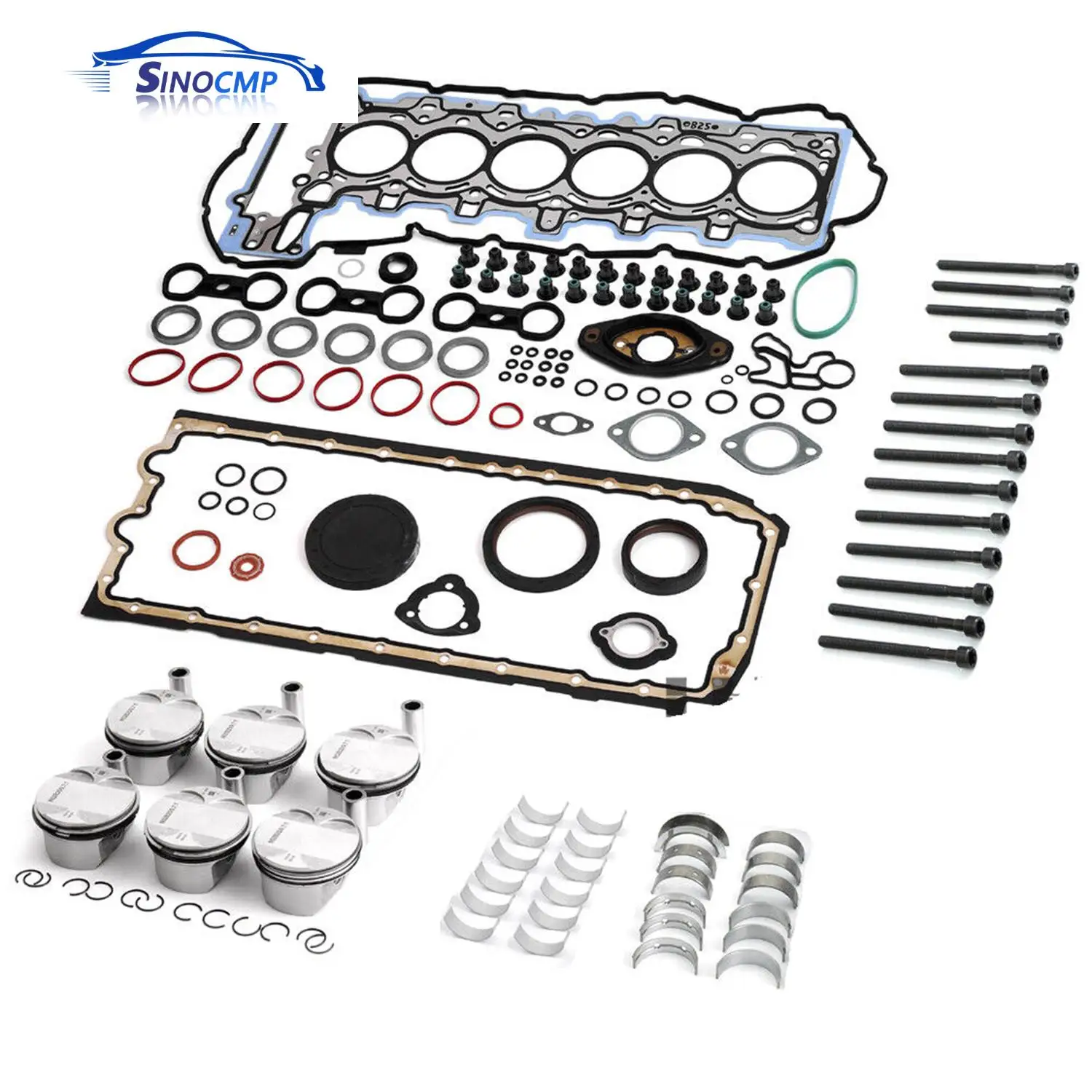 ​ Kit di ricostruzione revisione motore 9.7:1 con set fasce elastiche bullone testa cuscinetto per BMW 2005-2012 323i 523i E60 E90 E92 E83 E85 N52 2.5L